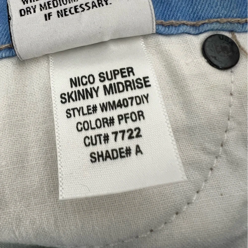 Hudson Micro Nico Super Skinny Jeans Light Wash With Tree Print‎ Sz 25